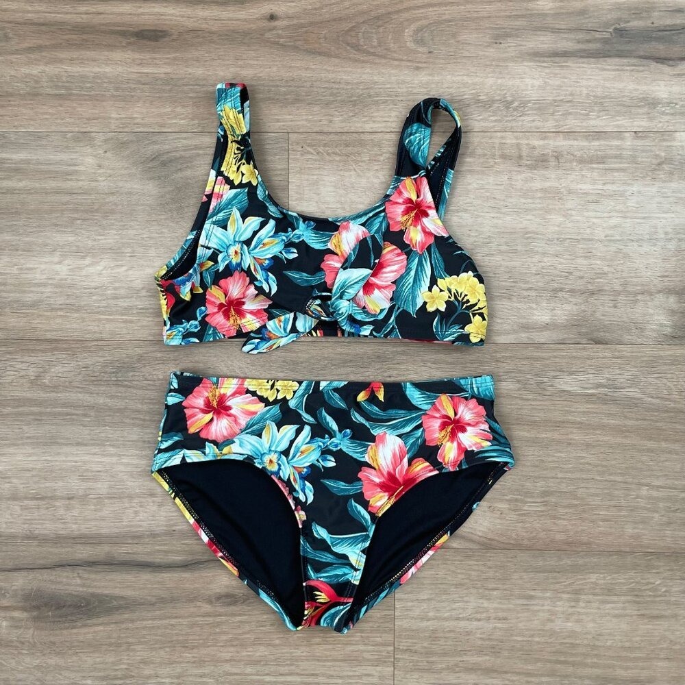 Old‎ Navy Kids Girls Tropical Floral Bikini Swimsuit Size L 10-12 - Picture 2 of 9